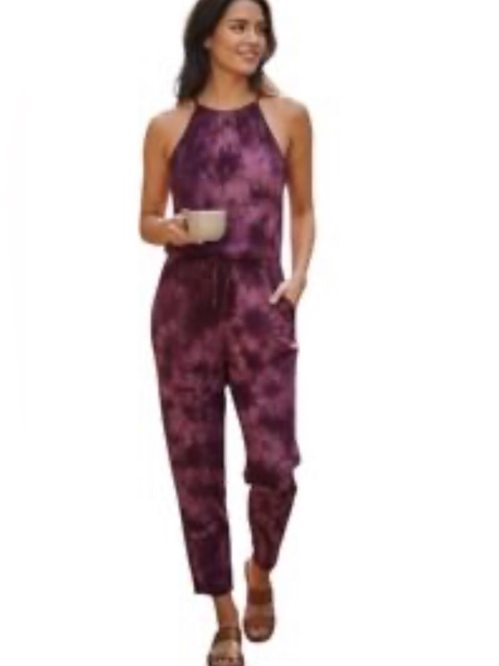 Cloth & stone Tie-Dye Halter Jumpsuit in Plum Tie-Dye